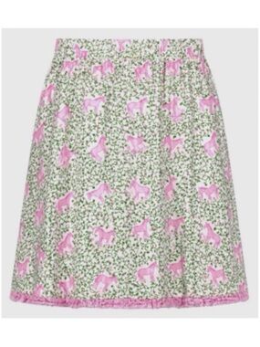 EUC 1970s Vested Gentress Pink Horse Print Skirt - Hand Screened